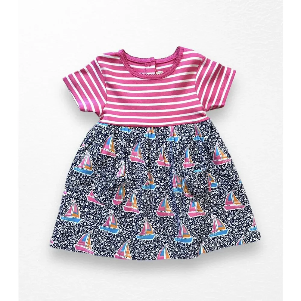 NWT JoJo Maman Bebe Sailboat Dress, Size 12-18 Months